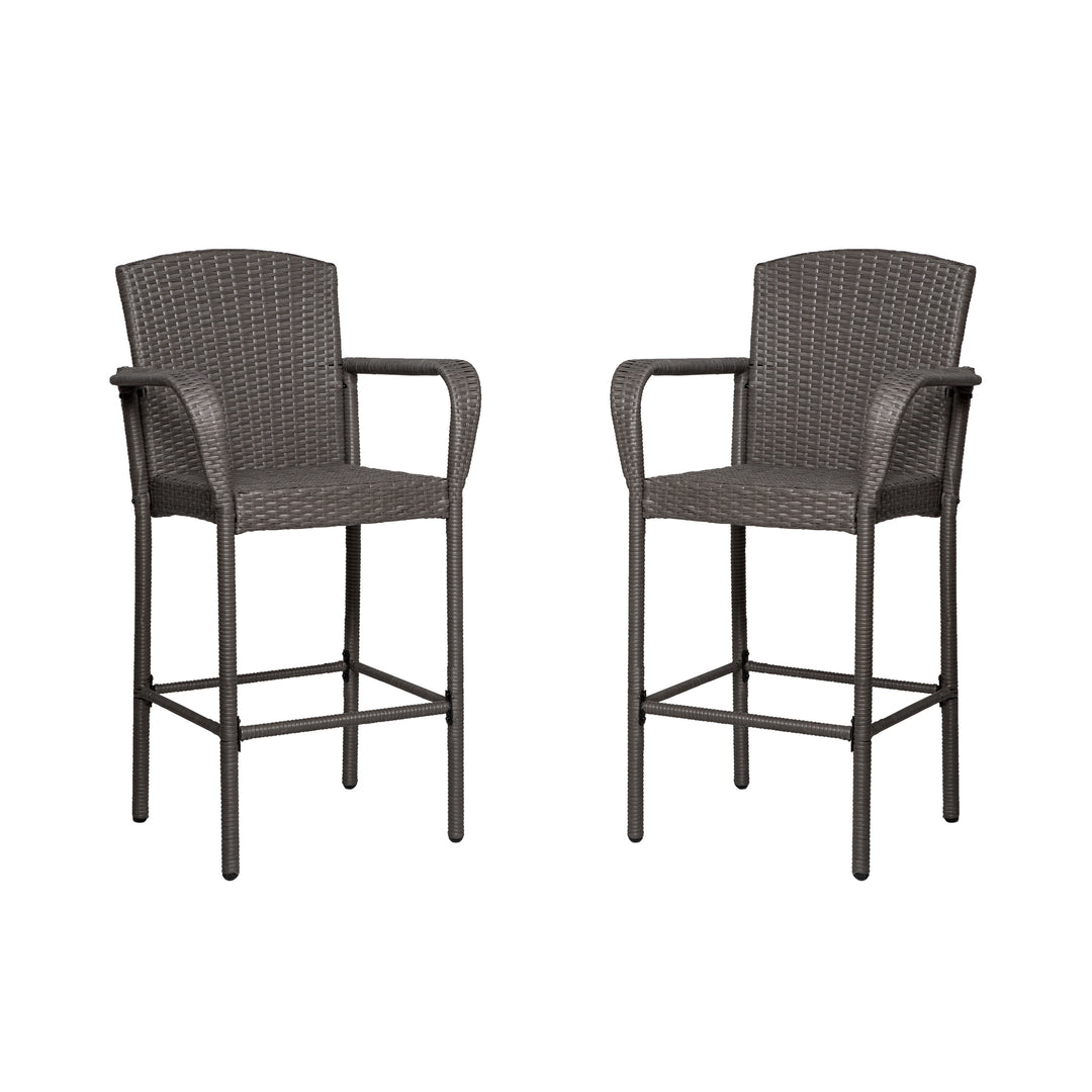 Melvi Outdoor Wicker Rattan Bar stool (Set of 2)