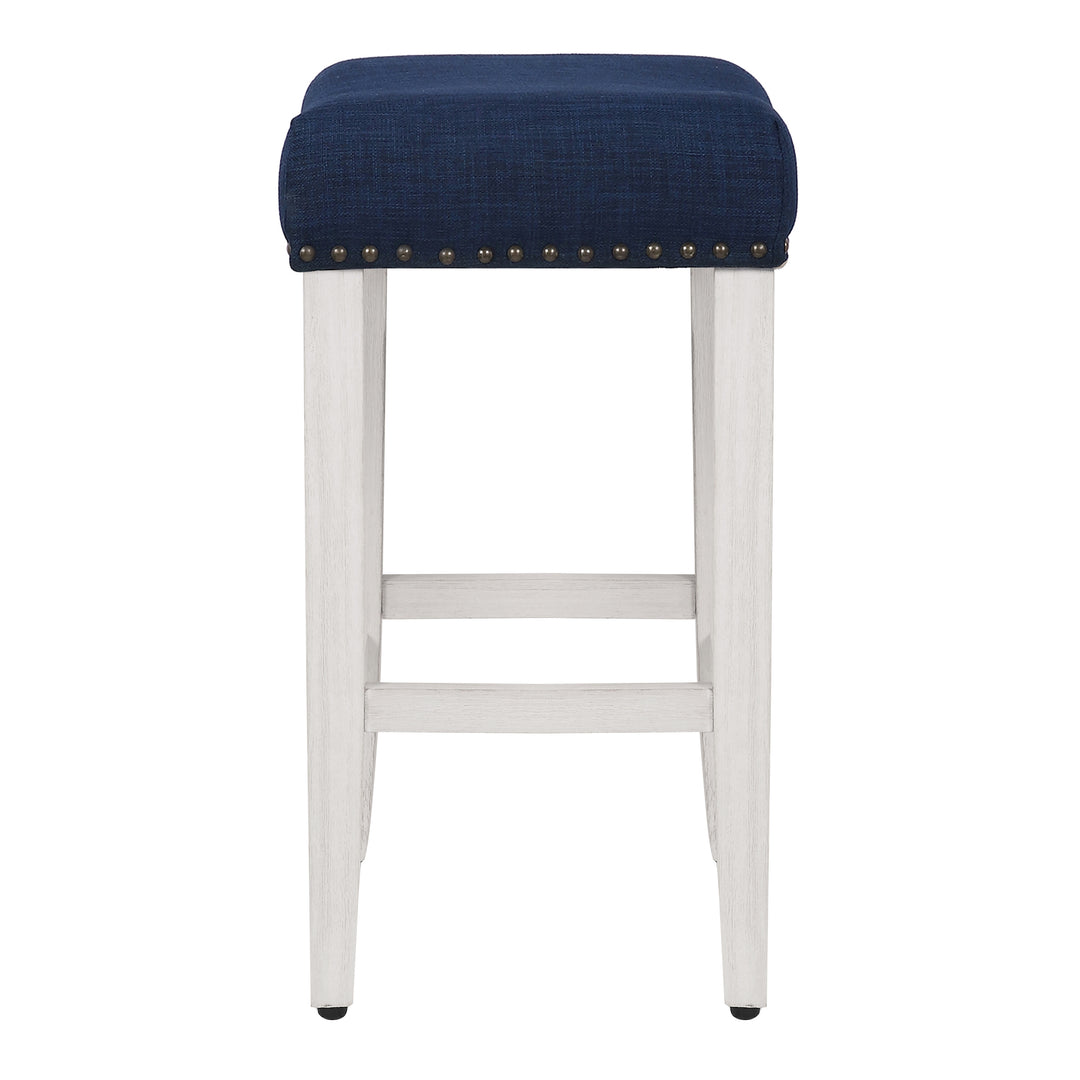 Lenox 24" Upholstered Saddle Seat Counter Stool, Antique White
