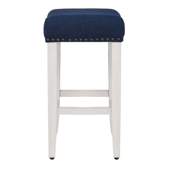 Lenox 24" Upholstered Saddle Seat Counter Stool, Antique White
