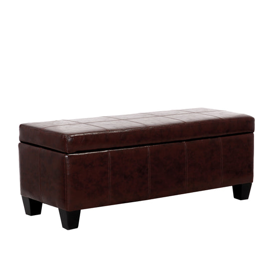 Jake 42" Inch Faux Leather Storage Ottoman Bench