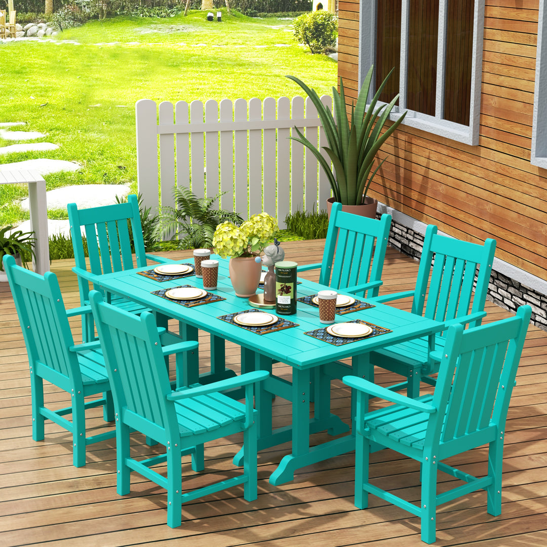 Malibu 7 Piece Outdoor Patio Dining Set Outdoor Dining Table with Armchair