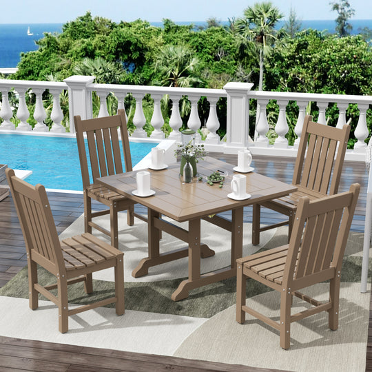 Malibu 5 Piece Outdoor Patio Dining Set Outdoor Square Table and Side Chair
