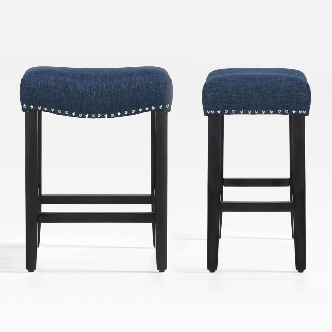 Lenox 24" Upholstered Saddle Seat Counter Stool (Set of 2), Black
