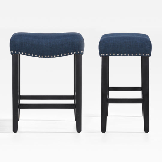 Lenox 24" Upholstered Saddle Seat Counter Stool (Set of 2), Black