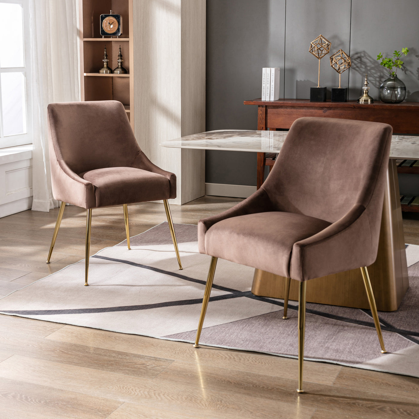 Carlo Upholstered Velvet Accent Chair (Set of 2)