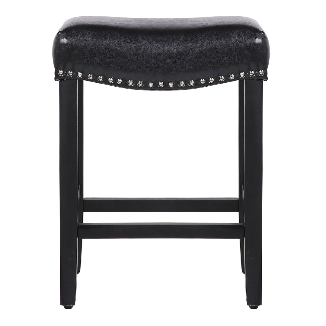 Lenox 24" Upholstered Saddle Seat Counter Stool (Set of 2), Black