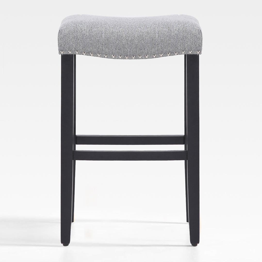 Lenox 29" Upholstered Saddle Seat Bar Stool, Black