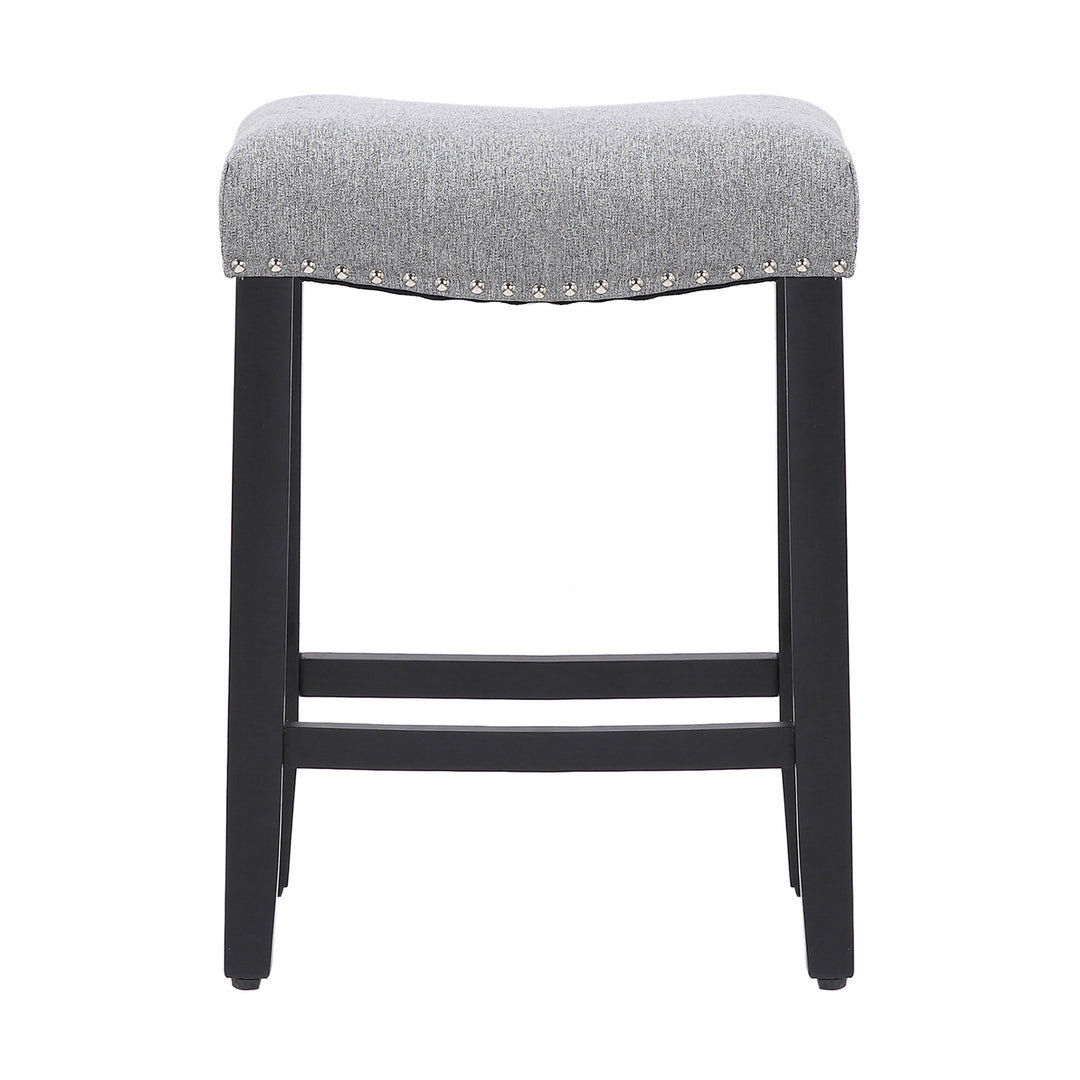 Lenox 24" Upholstered Saddle Seat Counter Stool (Set of 2), Black