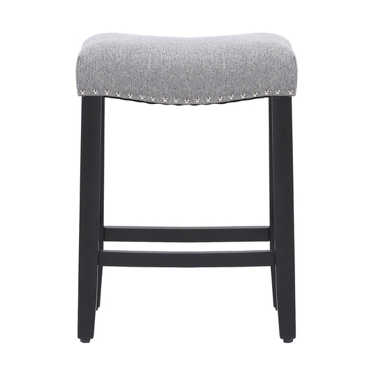 Lenox 24" Upholstered Saddle Seat Counter Stool (Set of 2), Black