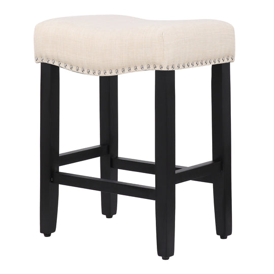 Lenox 24" Upholstered Saddle Seat Counter Stool (Set of 2), Black