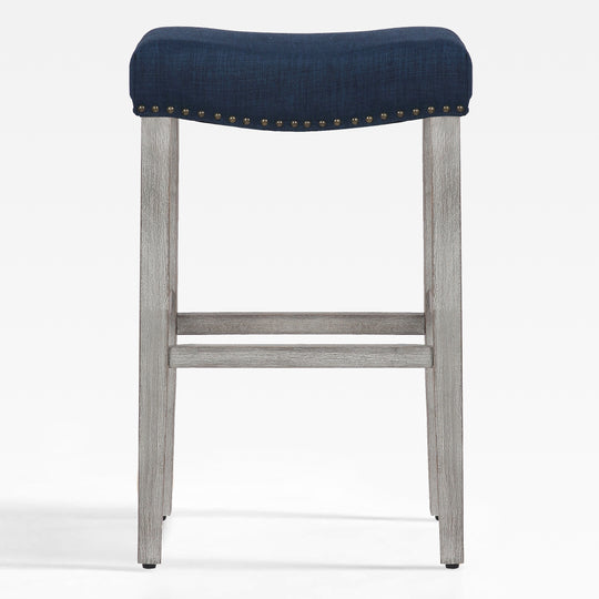 Lenox 29" Upholstered Saddle Seat Bar Stool, Antique Gray
