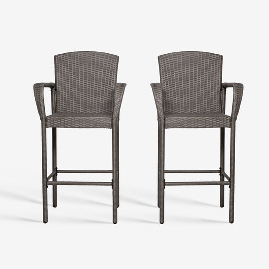 Melvi Outdoor Wicker Rattan Bar stool (Set of 2)