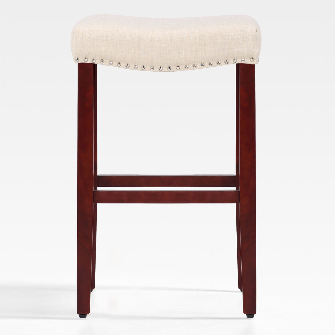 Lenox 29" Upholstered Saddle Seat Bar Stool, Cherry Red