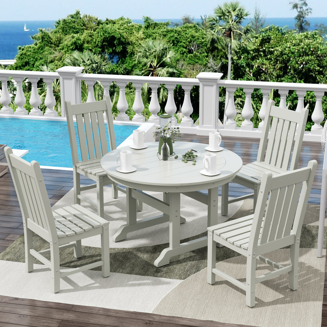 Malibu 5 Piece Outdoor Patio Dining Set Outdoor Round Table and Side Chair