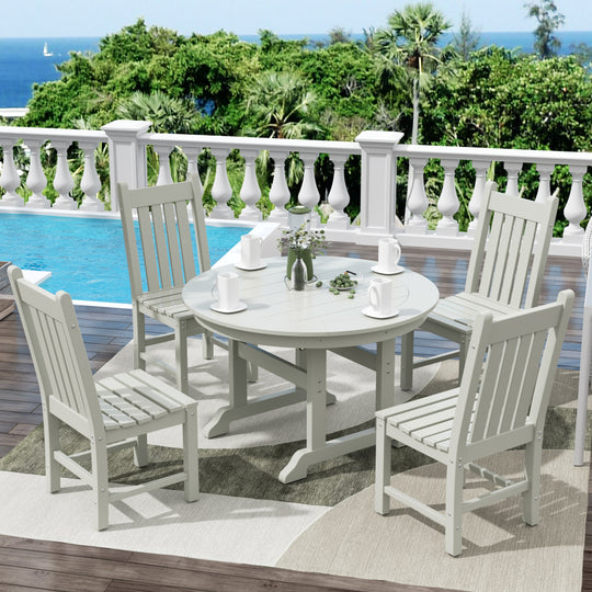 Malibu 5 Piece Outdoor Patio Dining Set Outdoor Round Table and Side Chair