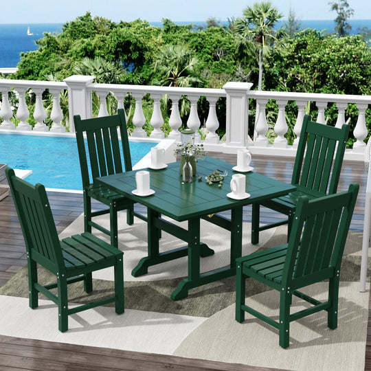 Malibu 5 Piece Outdoor Patio Dining Set Outdoor Square Table and Side Chair