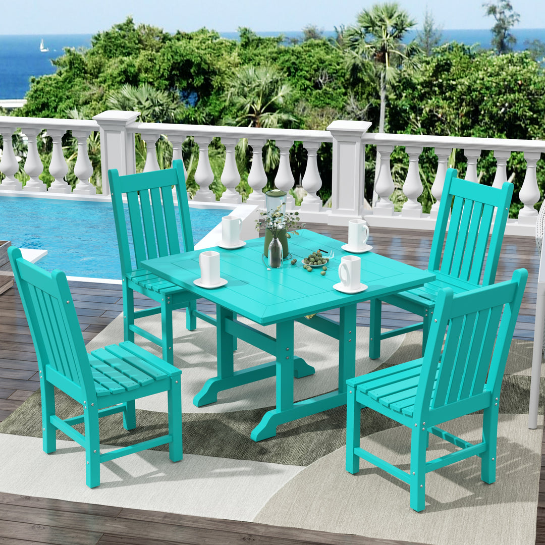 Malibu 5 Piece Outdoor Patio Dining Set Outdoor Square Table and Side Chair