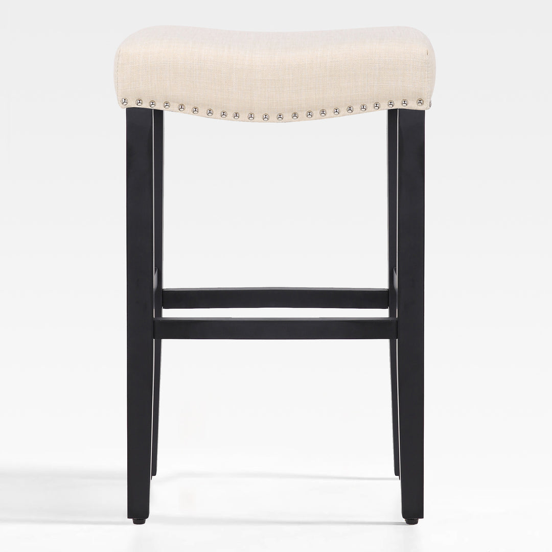 Lenox 29" Upholstered Saddle Seat Bar Stool, Black