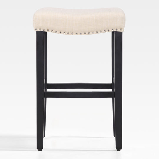 Lenox 29" Upholstered Saddle Seat Bar Stool, Black