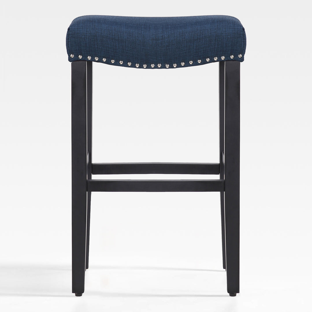 Lenox 29" Upholstered Saddle Seat Bar Stool, Black