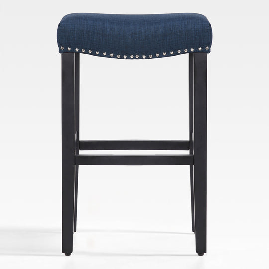 Lenox 29" Upholstered Saddle Seat Bar Stool, Black