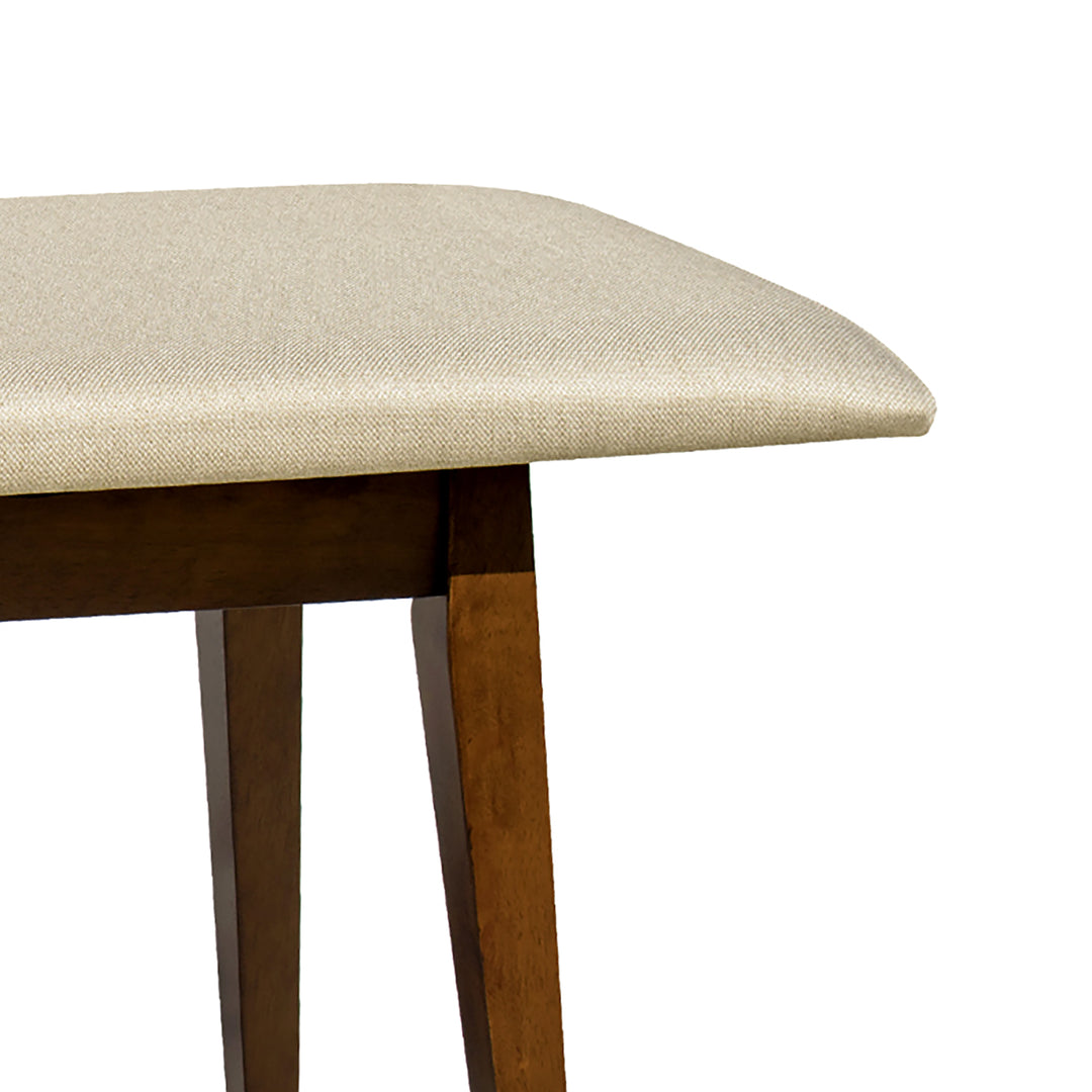 Lalia Mid Century Modern Solid Wood Upholstered Bench