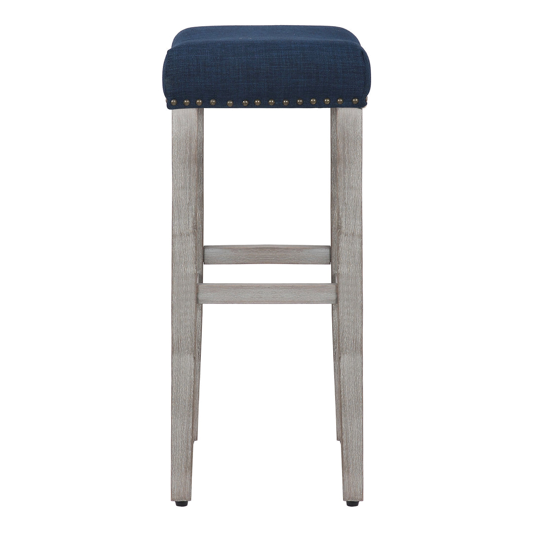 Lenox 29" Upholstered Saddle Seat Bar Stool, Antique Gray
