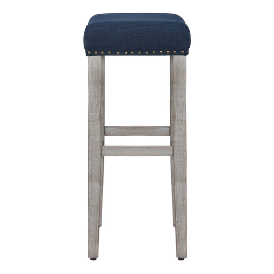 Lenox 29" Upholstered Saddle Seat Bar Stool, Antique Gray