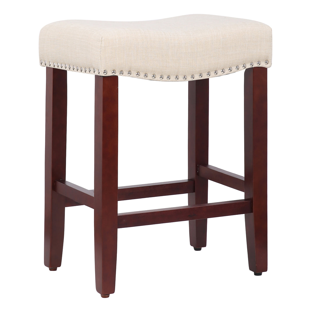 Lenox 24" Upholstered Saddle Seat Counter Stool (Set of 2), Cherry Red