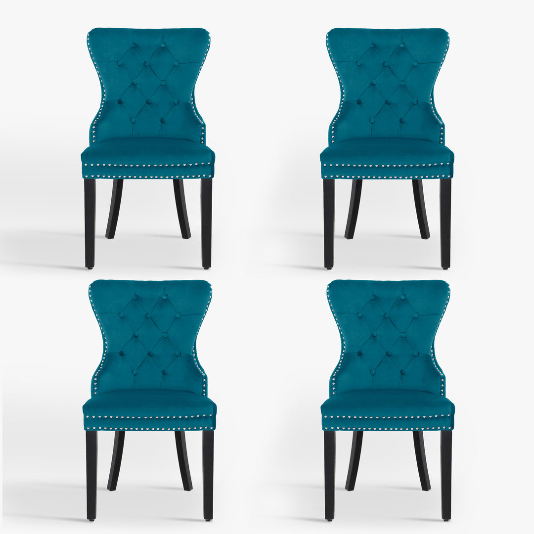 Wordford Velvet Upholstered Tufted Dining Chairs (Set of 4)