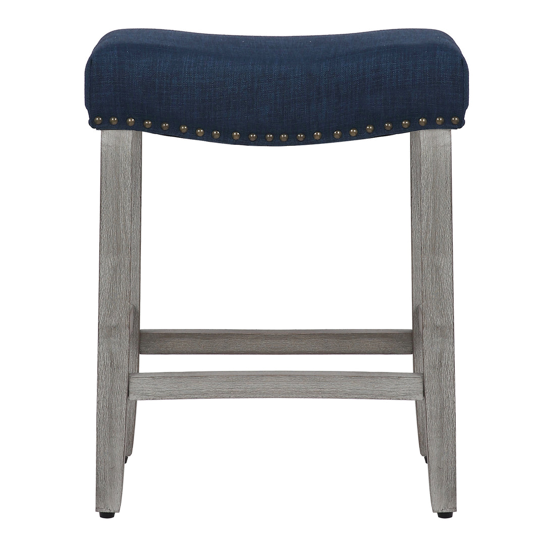 Lenox 24" Upholstered Saddle Seat Counter Stool (Set of 2), Antique Gray