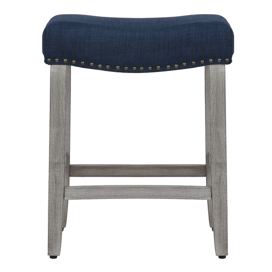 Lenox 24" Upholstered Saddle Seat Counter Stool (Set of 2), Antique Gray