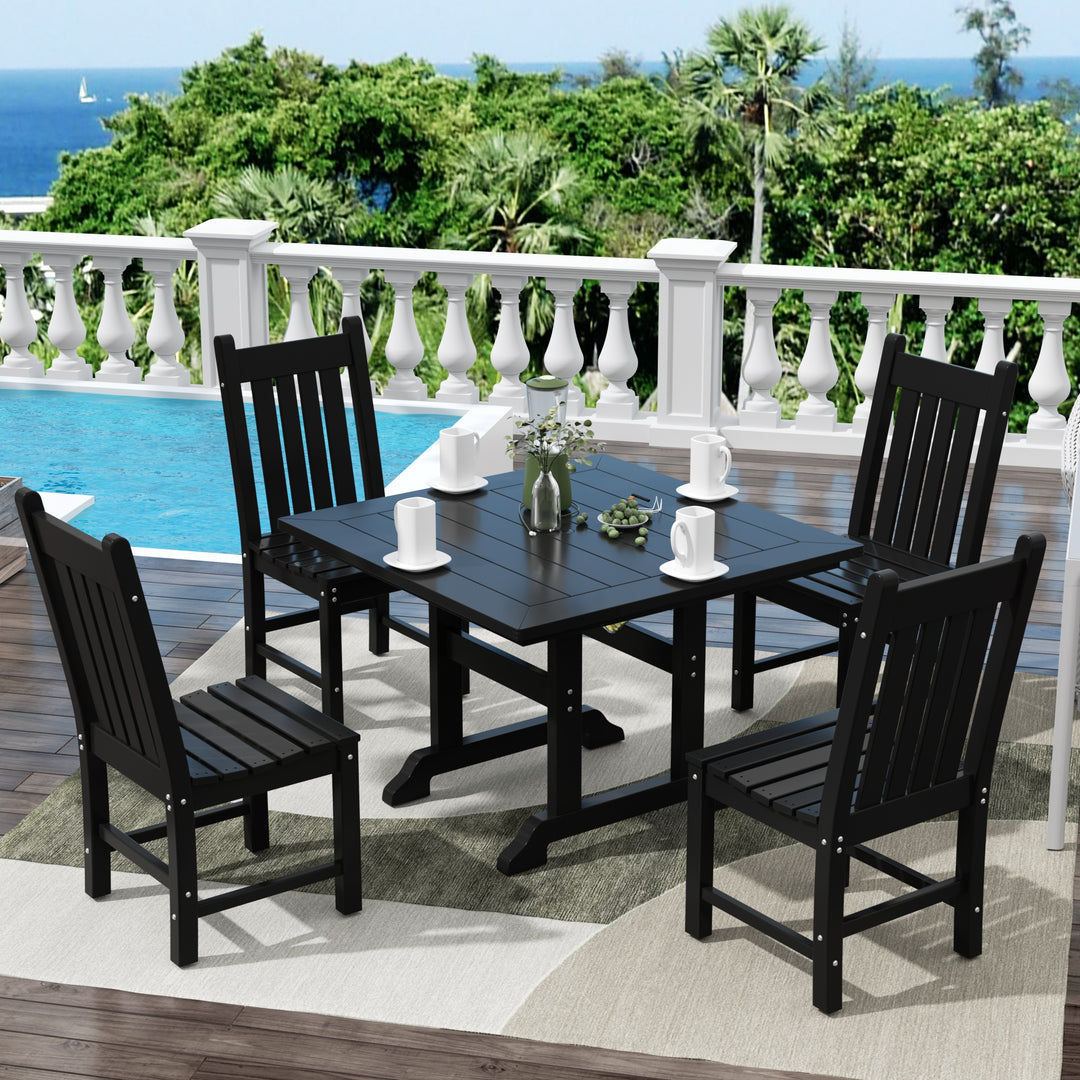 Malibu 5 Piece Outdoor Patio Dining Set Outdoor Square Table and Side Chair