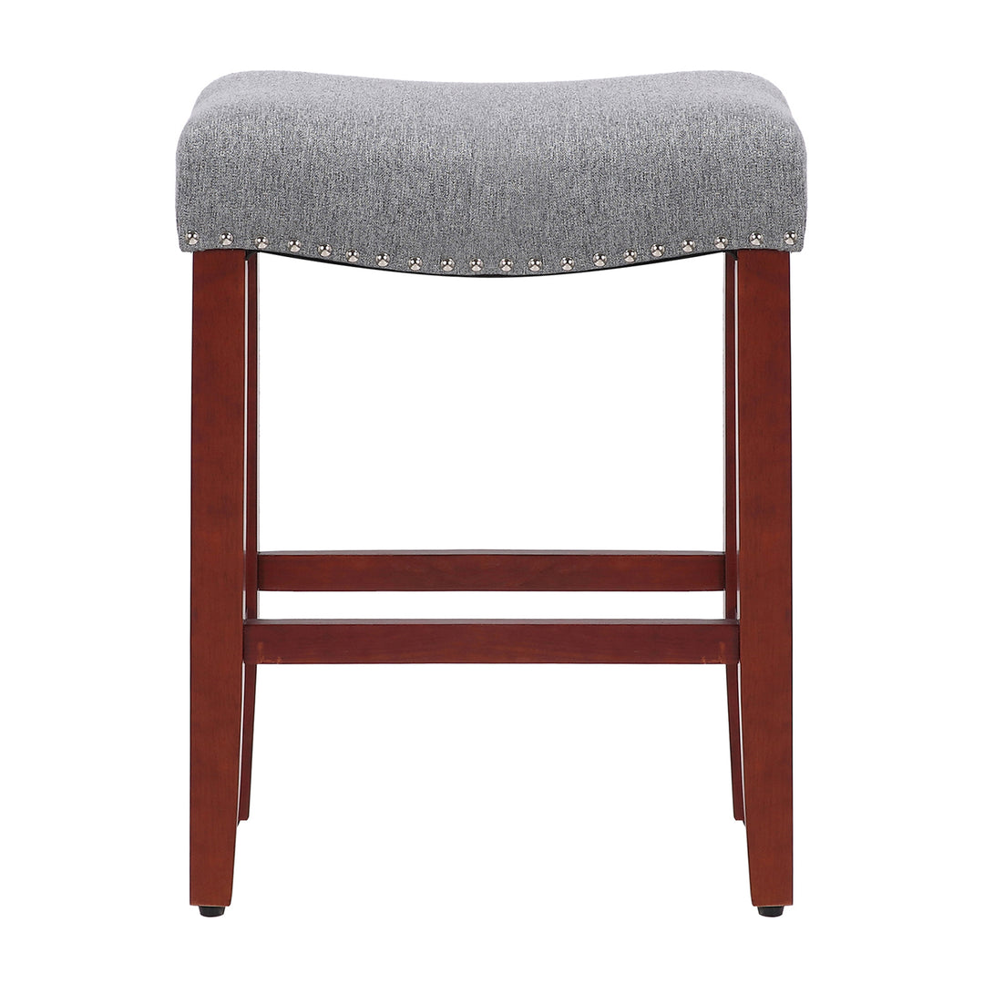 Lenox 24" Upholstered Saddle Seat Counter Stool (Set of 2), Cherry Red