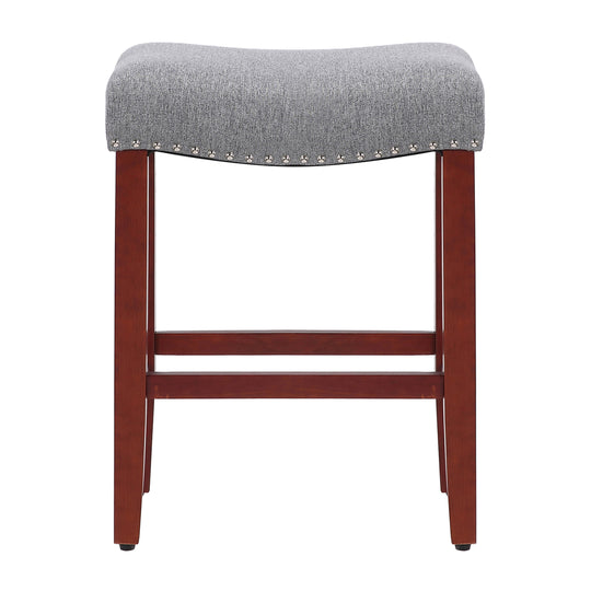 Lenox 24" Upholstered Saddle Seat Counter Stool (Set of 2), Cherry Red