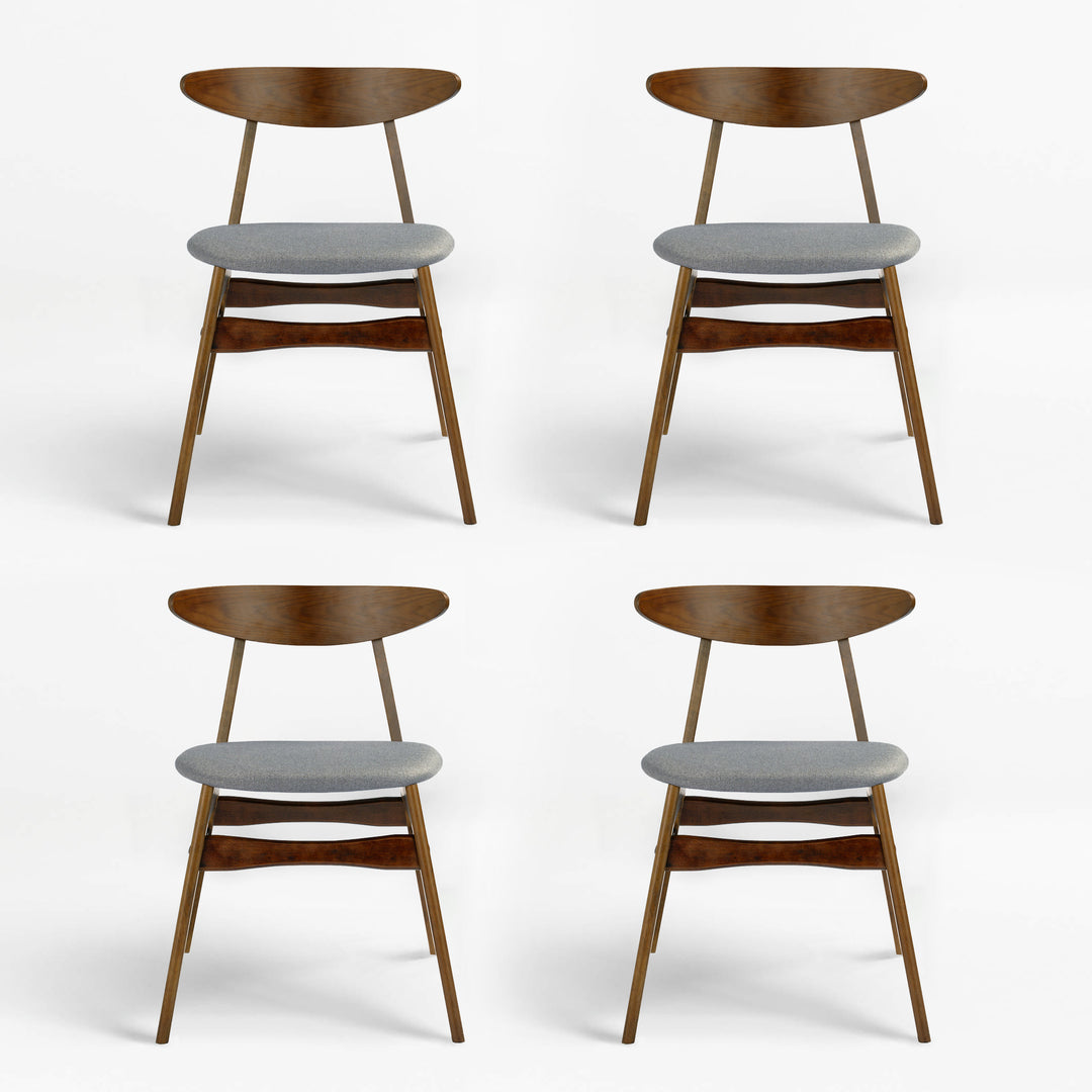 Lalia Mid Century Modern Solid Wood Upholstered Dining Side Chair (Set of 4)