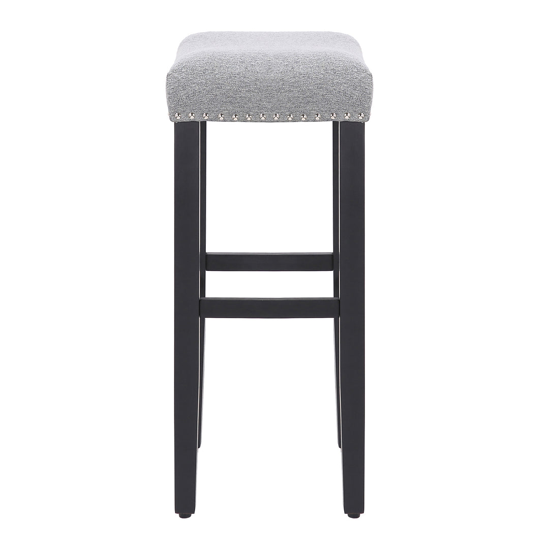 Lenox 29" Upholstered Saddle Seat Bar Stool, Black
