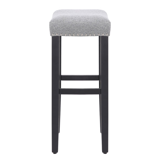 Lenox 29" Upholstered Saddle Seat Bar Stool, Black