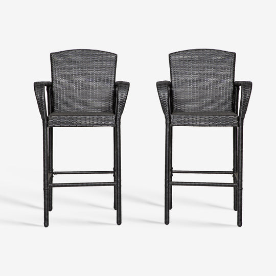 Melvi Outdoor Wicker Rattan Bar stool (Set of 2)