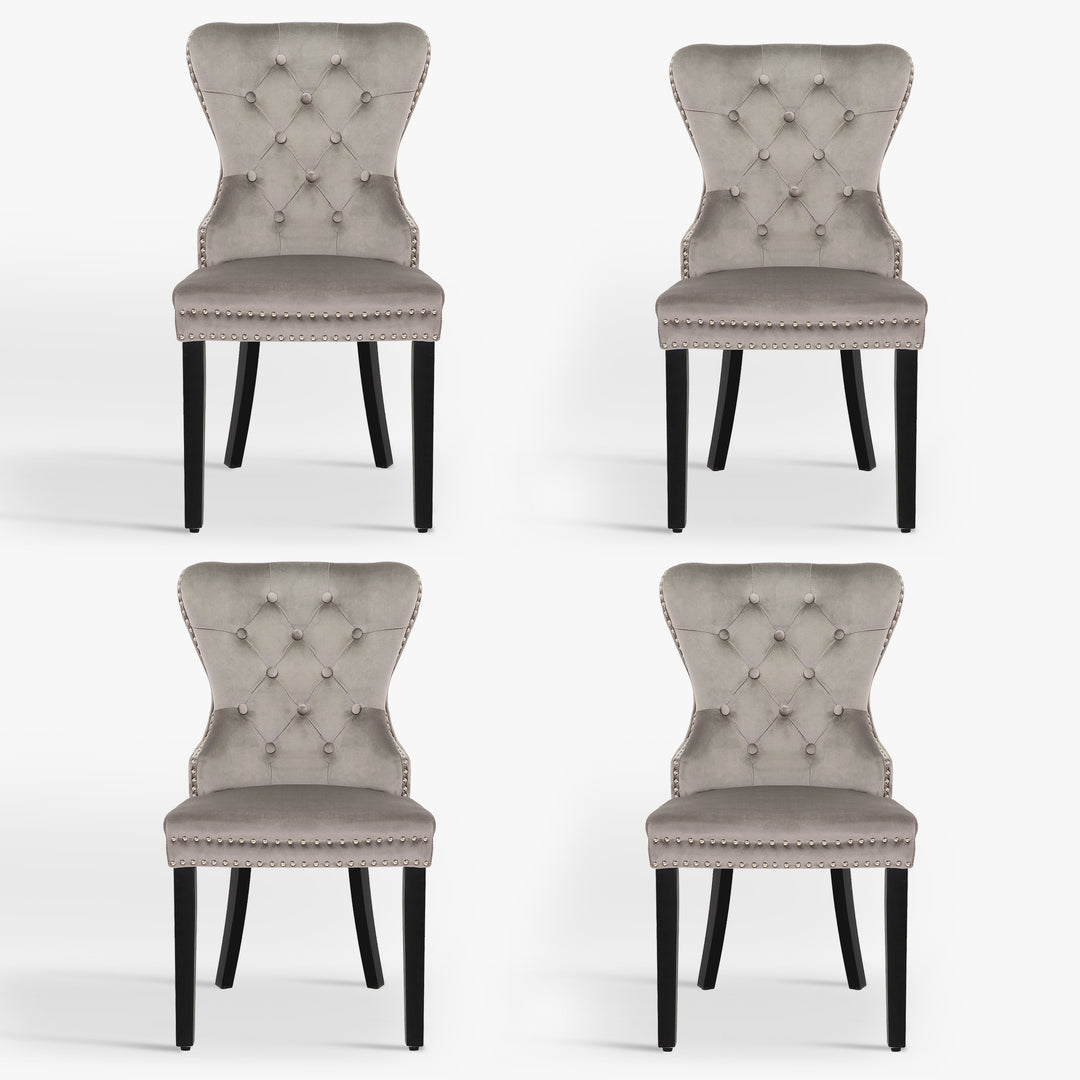 Wordford Velvet Upholstered Tufted Dining Chairs (Set of 4)