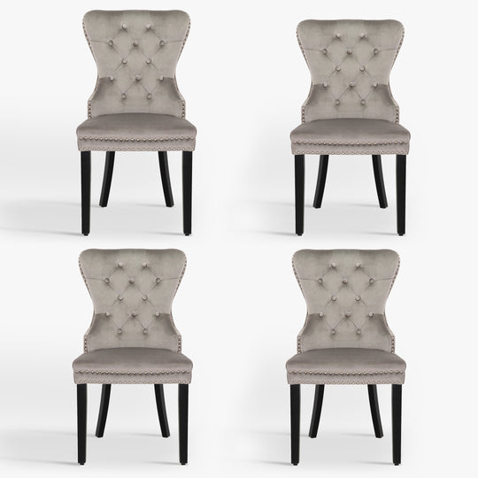 Wordford Velvet Upholstered Tufted Dining Chairs (Set of 4)