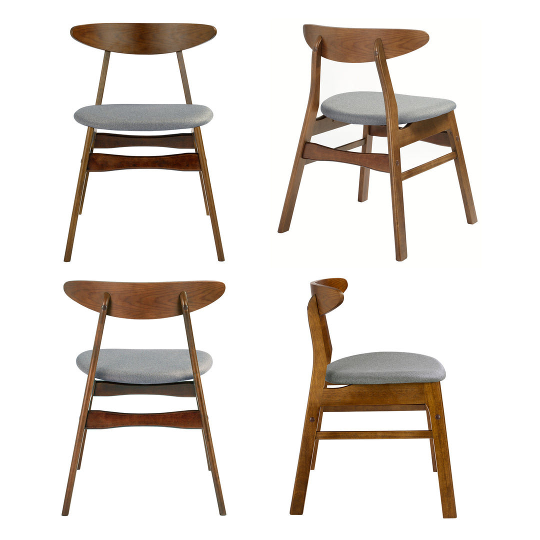 Lalia Mid Century Modern Solid Wood Upholstered Dining Side Chair (Set of 4)