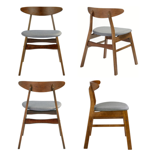 Lalia Mid Century Modern Solid Wood Upholstered Dining Side Chair (Set of 4)