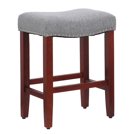 Lenox 24" Upholstered Saddle Seat Counter Stool (Set of 2), Cherry Red