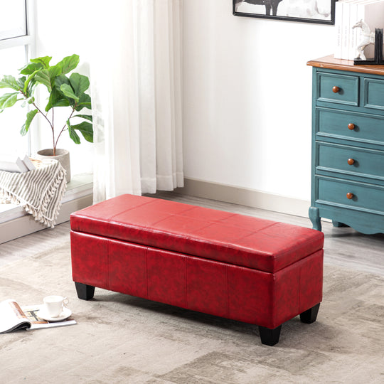 Jake 42" Inch Faux Leather Storage Ottoman Bench