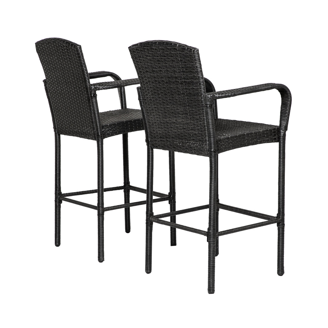 Melvi Outdoor Wicker Rattan Bar stool (Set of 2)