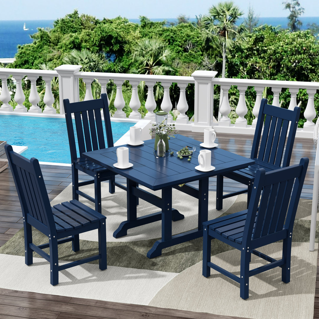 Malibu 5 Piece Outdoor Patio Dining Set Outdoor Square Table and Side Chair