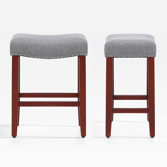 Lenox 24" Upholstered Saddle Seat Counter Stool (Set of 2), Cherry Red