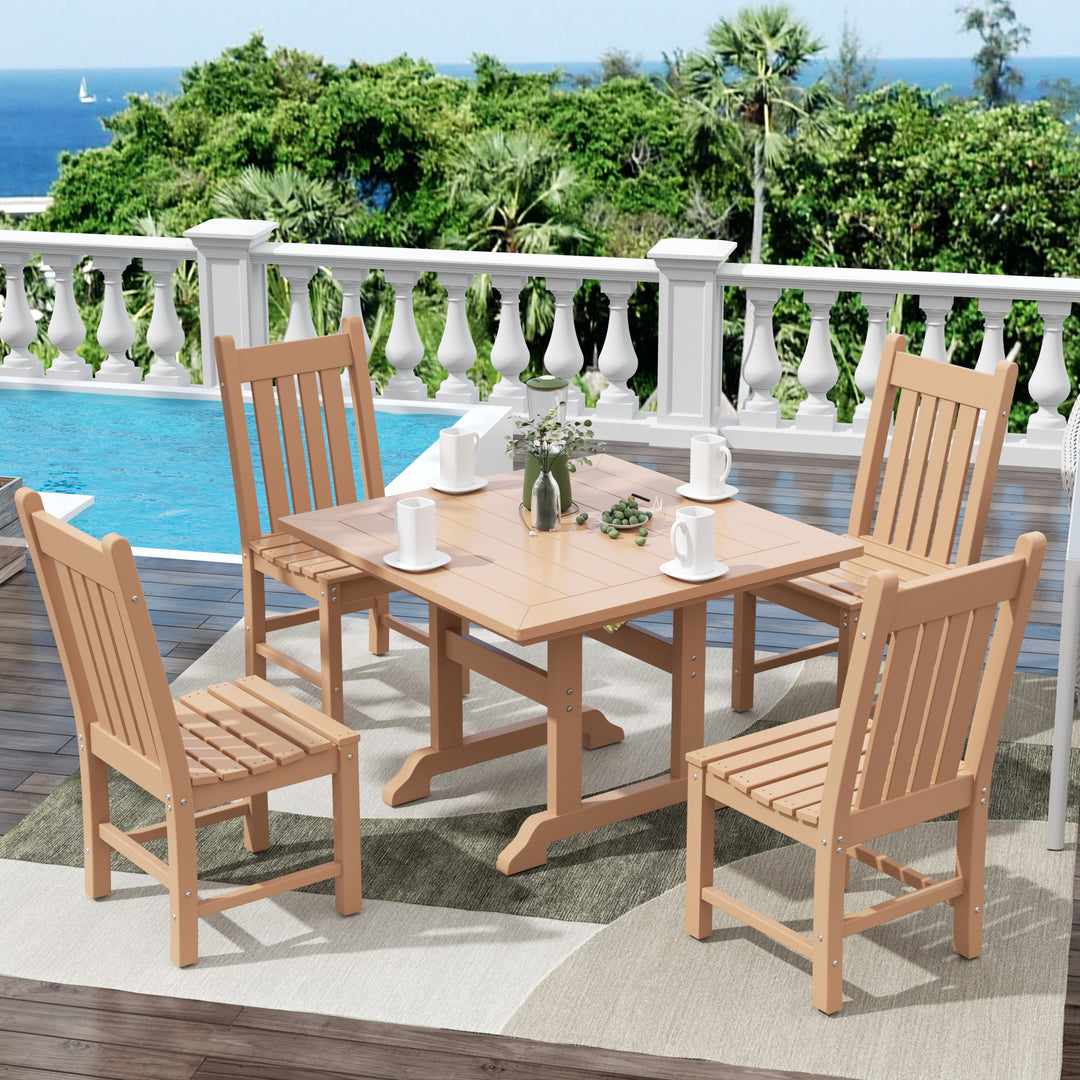 Malibu 5 Piece Outdoor Patio Dining Set Outdoor Square Table and Side Chair