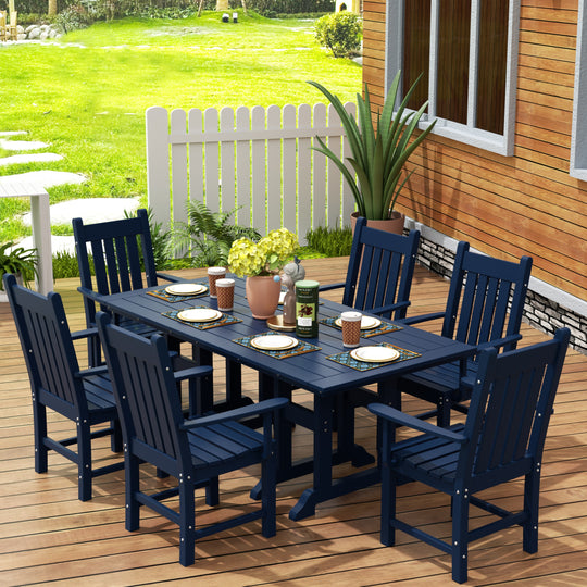 Malibu 7 Piece Outdoor Patio Dining Set Outdoor Dining Table with Armchair